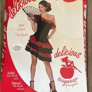 Black and Red Ruffled Dress